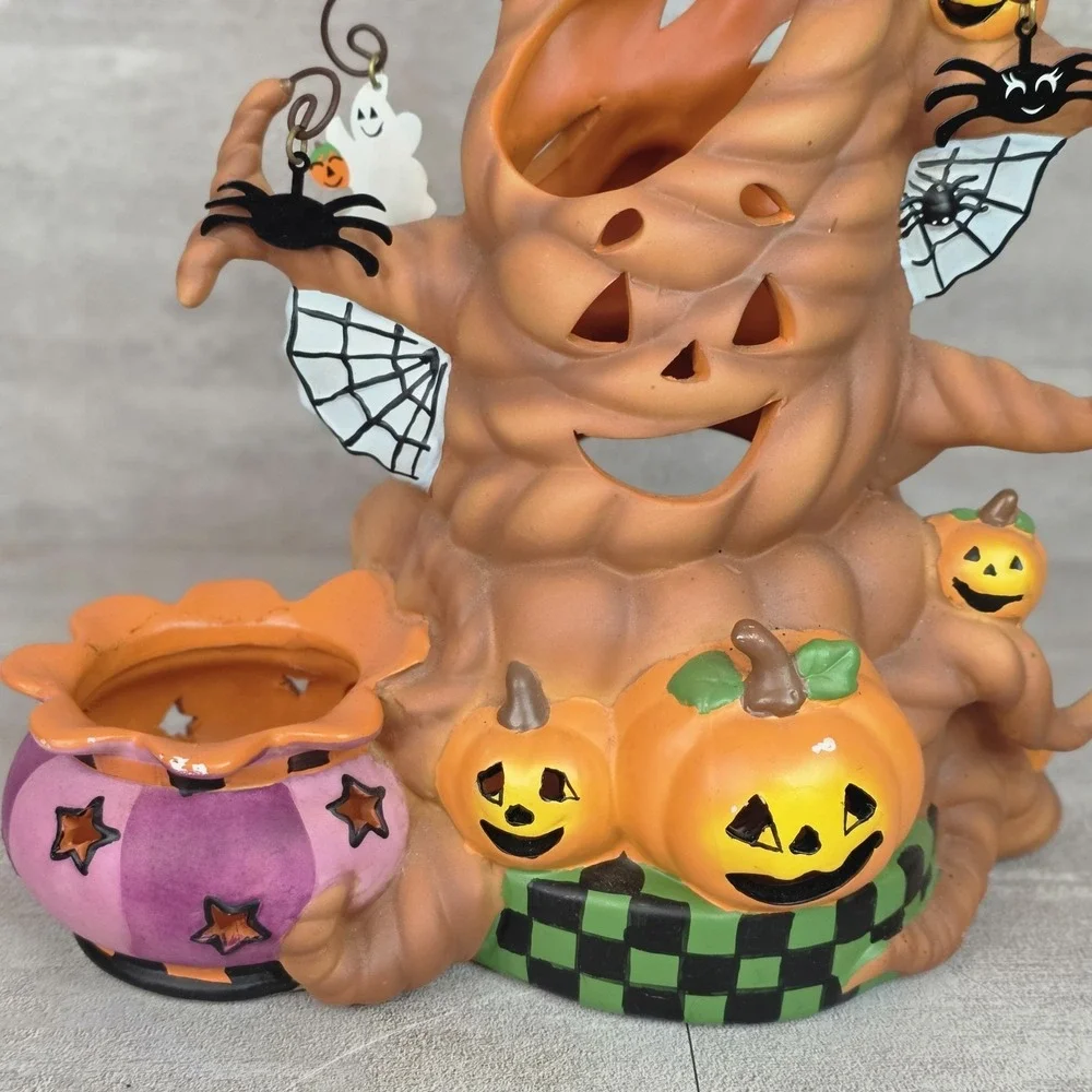 PartyLite Haunted Tealight Tree Candle Holder Halloween Spiders Ghost Bats P9065 - Picture 3 of 16